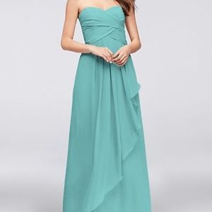 Strapless Crinkle Chiffon Dress with Cascade Skirt